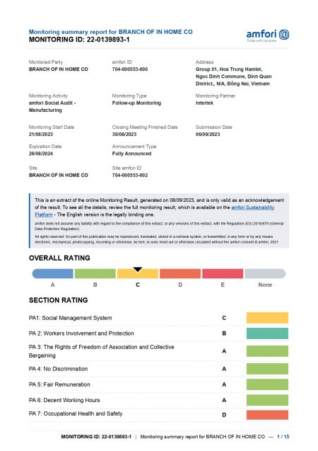 BSCI (Initiative "Business Social Compliance): Ein Standard für soziale Verantwortungsprüfung, der die Produzenten innerhalb der Lieferkette stellt, die internationalen Standards für soziale Verantwortung entsprechen.